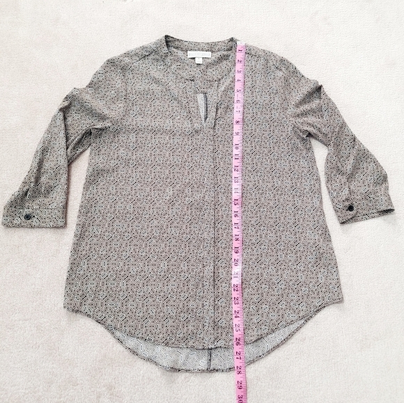 Dana Buchman Tunic Top Blouse V-Neck Womans Size S 3/4 Sleeve Geometric Design - Picture 7 of 11